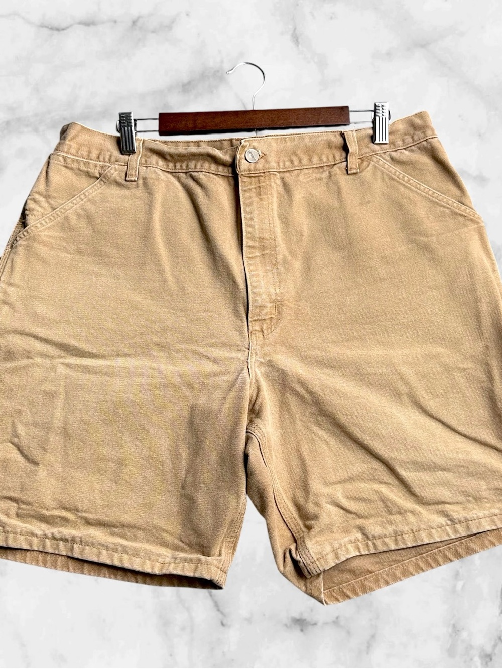 Carhartt Vintage 90s Duck Canvas Carpenter Shorts Mens 38 Tan Brown Workwear 8”